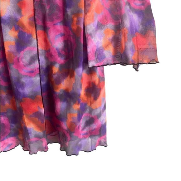 TopShop Lettuce Edge Mesh Mini Tea Dress in Pink Rose. Size 2XL. - Picture 6 of 12